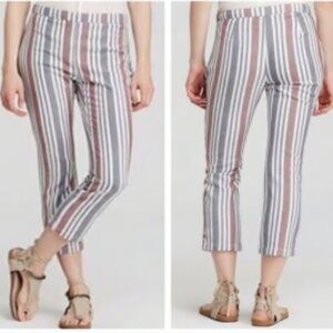 Free People Striped Ankle Pants - Pink, Gray, White